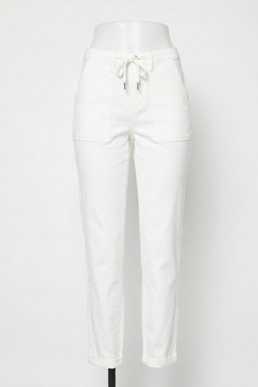 NEW JUDY BLUE high waist cuffed joggers jeans in white